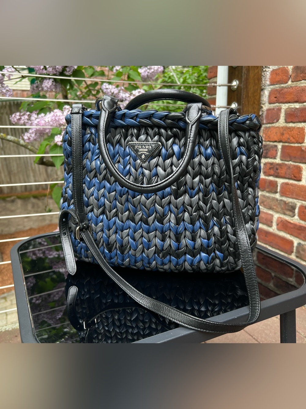 Prada Tricolor Braided Leather City Handbag